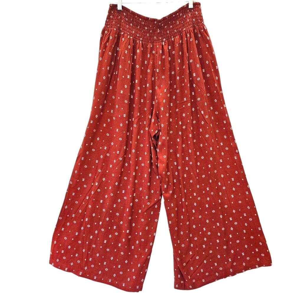 NWT Torrid Wide Leg Pants Womens Size 1X Orange Pull On Palazzo Geometric Print - Picture 3 of 15